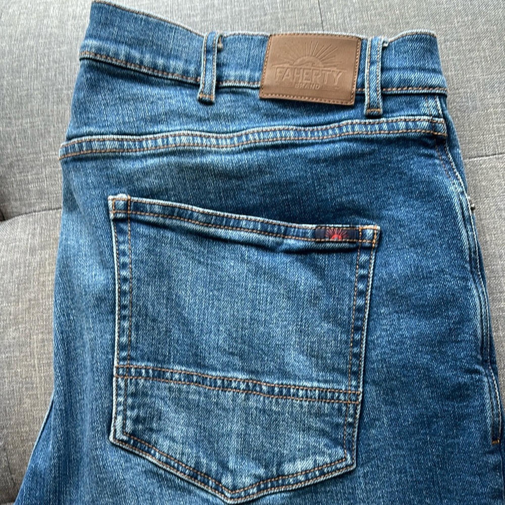 Men’s FAHERTY Stretch Indigo Jeans 36-30